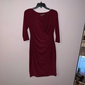 Long sleeve midi Burgundy red maroon Lauren Ralph Lauren dress size 4